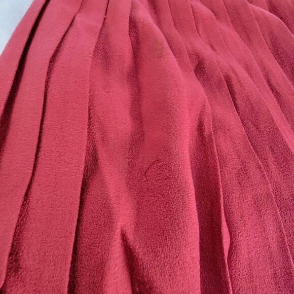Shelly Walsh Vintage Red Wool Pleated Maxi Skirt Size 4 with Side Button Detail - Picture 8 of 9